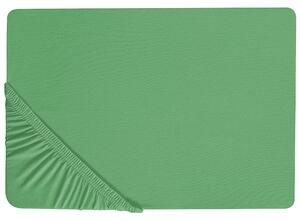 Napínacie prestieradlo zelené bavlnené 140 x 200 cm elastické okraje klasická posteľná plachta textílie do spálne