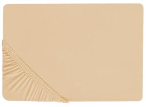 Napínacie prestieradlo piesková béžová bavlnené 90 x 200 cm elastické okraje klasická posteľná plachta textílie do spálne