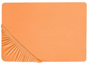 Napínacie prestieradlo oranžové bavlnené 140 x 200 cm elastické okraje klasická posteľná plachta textílie do spálne