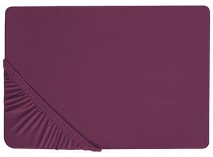 Napínacie prestieradlo bordové bavlnené 140 x 200 cm elastické okraje klasická posteľná plachta textílie do spálne