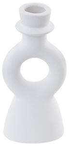 Svietnik biely keramický 17 cm zaoblený dizajn minimalistický boho štýl dekorácie doplnky