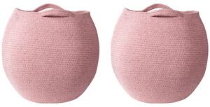 Súprava 2 úložných košov Ružová bavlna 20 x 30 cm Nádoby na bielizeň Ručne tkané nádoby