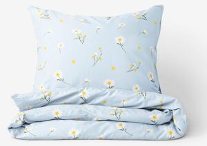 Goldea bavlnené posteľné obliečky - harmanček na svetlo modrom 140 x 200 a 70 x 90 cm