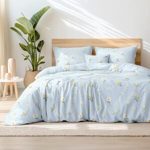 Goldea bavlnené posteľné obliečky - harmanček na svetlo modrom 140 x 200 a 70 x 90 cm