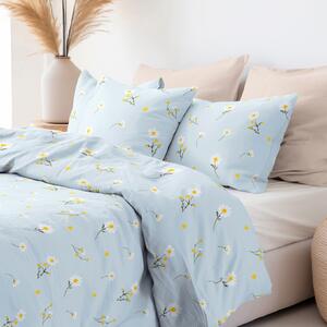 Goldea bavlnené posteľné obliečky - harmanček na svetlo modrom 150 x 200 a 50 x 60 cm