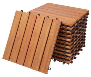 Drevené dlaždice eukalyptus – sada 11ks, 30×30 cm