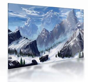 Sklenený obraz - Maľované hory (70x50 cm)