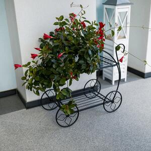 KONDELA Retro stojan na kvety, vozík, čierna, ODRIO