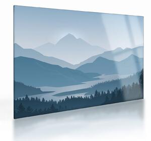 Sklenený obraz - Hory pohľadom grafika (70x50 cm)