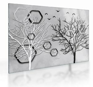 Abstraktný sklenený obraz so stromami (70x50 cm)