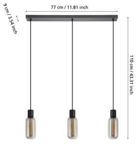 Eglo 901005 - Luster na lanku MAIONE 3xE27/4W/230V čierna/dymová