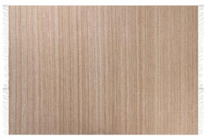 Koberec béžový recyklovaný syntetický materiál 160 x 230 cm so strapcami interiér exteriér