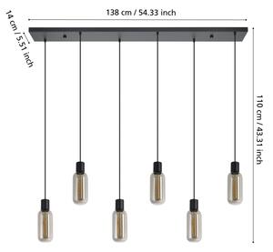 Eglo 901006 - Závesné svietidlo na lanku MAIONE 6xE27/4W/230V čierna/dymová