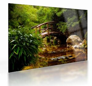 Sklenený obraz - Most cez riečku (70x50 cm)