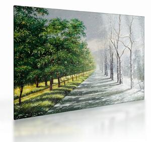 Sklenený obraz - Zima versus leto (70x50 cm)