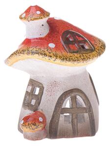 Keramický svietnik Muchotrávkový domček, 13,2 x 16,3 x 13 cm