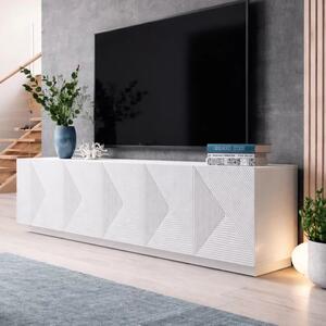 TV skrinka Asha 200 cm na sokli - biely mat