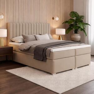 Boxspring posteľ Solani 160x200 s úložným priestorom - béžový zamat Castel 15