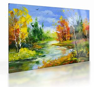 Sklenený obraz - Maľba krajiny (70x50 cm)