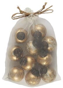 Mini vianočné ozdoby Brass Gold Engraving – set 10 ks