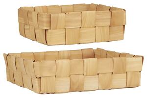 Drevený košík Square Braided Chip Wood – set 2 ks