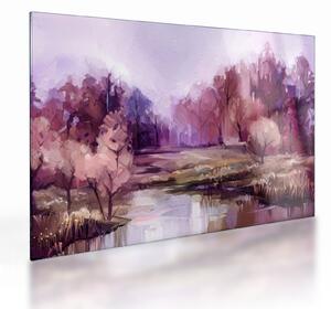 Sklenený obraz - Jesenná krajinomaľba (70x50 cm)
