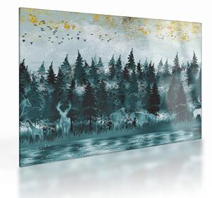 Sklenený obraz - Zvieratá v lese (70x50 cm)
