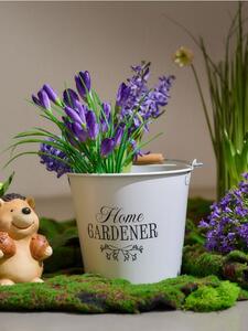 Sinsay - Kovové vedro s rukoväťou a nápisom Home Gardener - biela