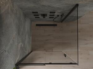 Mexen Omega, sprchovací kút s posuvnými dverami 100 (dvere) x 100 (stena) cm, 8mm sklo, čierny profil-číre sklo, 825-100-100-70-00