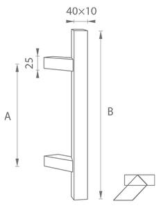 MPkovania FT - MADLO kód K41Z 40x10 mm ST ks Rozteč madla: 210 mm, Rozmer profilu madla: 40x10 mm, Dĺžka: 400 mm