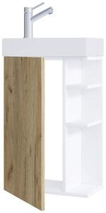 SKRINKA S UMÝVADLOM, dub medový, biela, 40 cm MID.YOU - Kúpeľňové skrinky, Online Only