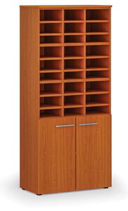 Triediaci regál s dverami PRIMO WOOD, 800 x 420 x 1781 mm, 27 priehradok, čerešňa