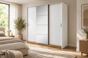 Šatníková skriňa TALIA 220cm biela + dub stirling