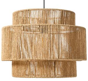 Závesná lampa prírodná papierová šnúra matná čierna základňa boho štýl obývacia izba jedáleň