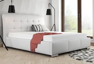 Čalúnená manželská posteľ 140x200 XEVERA - biela eko koža