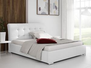 Čalúnená manželská posteľ 180x200 XEVERA - biela eko koža