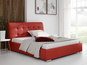 Čalúnená manželská posteľ 160x200 XEVERA - červená eko koža