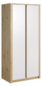 Dvojdverová šatníková skriňa 90 cm RITA - dub artisan / biela