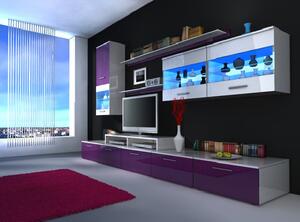 Stena do obývacej izby BENITO 1 - biela / fialový lesk