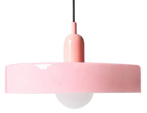 Závesná lampa ružová sklenené tienidlo okrúhly tvar moderný retro štýl obývacia izba kuchyňa jedáleň