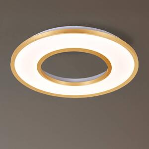 Stropné LED svetlo Valeria, brúsené zlaté, Ø 60 cm, kov, Mosadz / zlato, Obývacia izba / jedáleň, Hliník, Moderný, Závesné svietidlo
