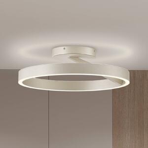 Stropné LED svetlo Saturn, Ø 50 cm, krémovo-strieborná farba, kov, Krémová / jantárovo žltá, Obývacia izba / jedáleň, kov, Moderný, Stropné svetlo polkruhové s priestorom