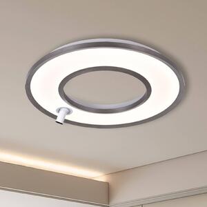 Stropné LED svetlo Valeria, sivá brúsená, Ø 60 cm, kov, Hliník / sivá / zinok, Obývacia izba / jedáleň, Hliník, Moderný, Závesné svietidlo