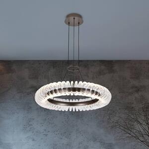 LED závesné svietidlo Alba, sivá brúsená/číra, Ø 60 cm, kov/akryl, Jasné / priehľadné, Obývacia izba / jedáleň, Plast, Moderný, Závesné svietidlo