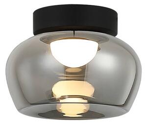 Stropné LED svetlo Nadia, Ø 38 cm, dymovo šedé, sklo, Hliník / sivá / zinok, Obývacia izba / jedáleň, Sklo, Stropné svetlo polkruhové s priestorom