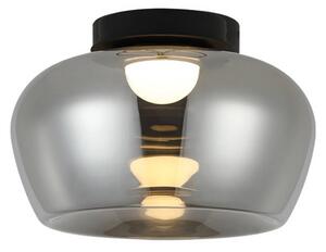 Stropné LED svetlo Nadia, Ø 38 cm, dymovo šedé, sklo, Hliník / sivá / zinok, Obývacia izba / jedáleň, Sklo, Stropné svetlo polkruhové s priestorom