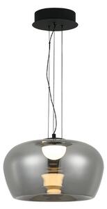 LED závesné svietidlo Nadia, Ø 16 cm, dymovo sivá, sklo, Hliník / sivá / zinok, Obývacia izba / jedáleň, Sklo, Závesné svietidlo