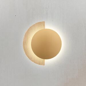 LED nástenné svetlo Miranda, zlatá/béžová, výška 25 cm, kameň, Mosadz / zlato, Obývacia izba / jedáleň, Kameň, Nástenné svietidlo