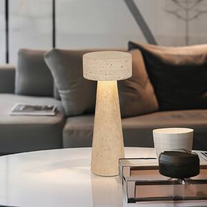 Viokef Stolová LED lampa Serenity, béžová, výška 31 cm, kameň, Krémová / jantárovo žltá, Obývacia izba / jedáleň, Kameň, Stojacie svietidlo