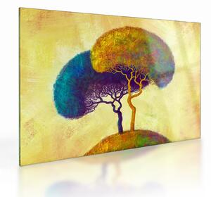 Sklenený obraz - Stromy na kopci (70x50 cm)
